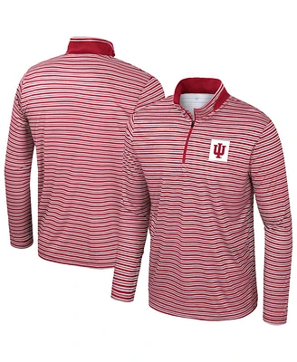 Colosseum Men's Crimson Indiana Hoosiers Striped Quarter-Zip Sweatshirt