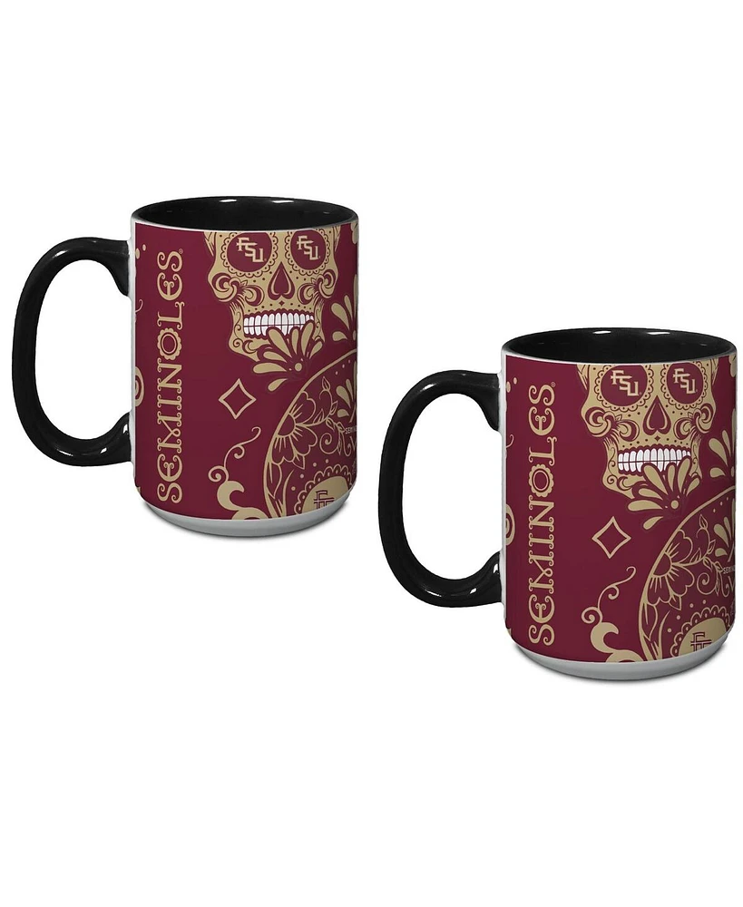 Indigo Falls Florida State Seminoles Dia De Los Muertos Mug, Set of 2