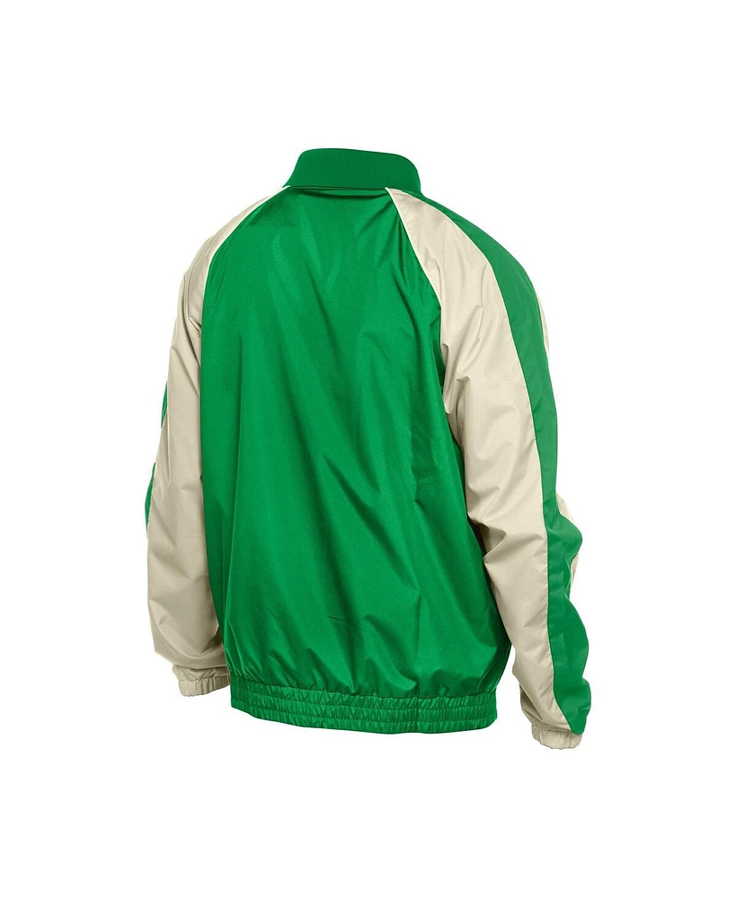 New Era Men's Kelly Green Detroit Tigers Ripstop Raglan Quarter-Zip Hoodie Windbreaker Jacket