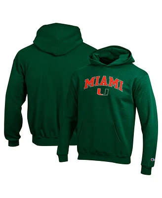 Champion Big Boys and Girls Green Miami Hurricanes Campus Pullover Hoodie