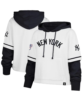 '47 Brand Women's White New York Yankees Trifecta Shortstop Cropped Pullover Hoodie