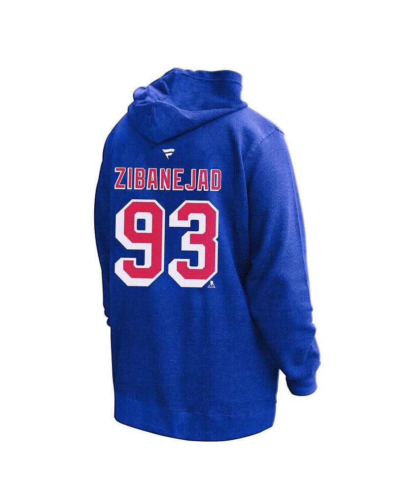 Profile Women's Mika Zibanejad Blue New York Rangers Plus Name Number Thermal Pullover Hoodie