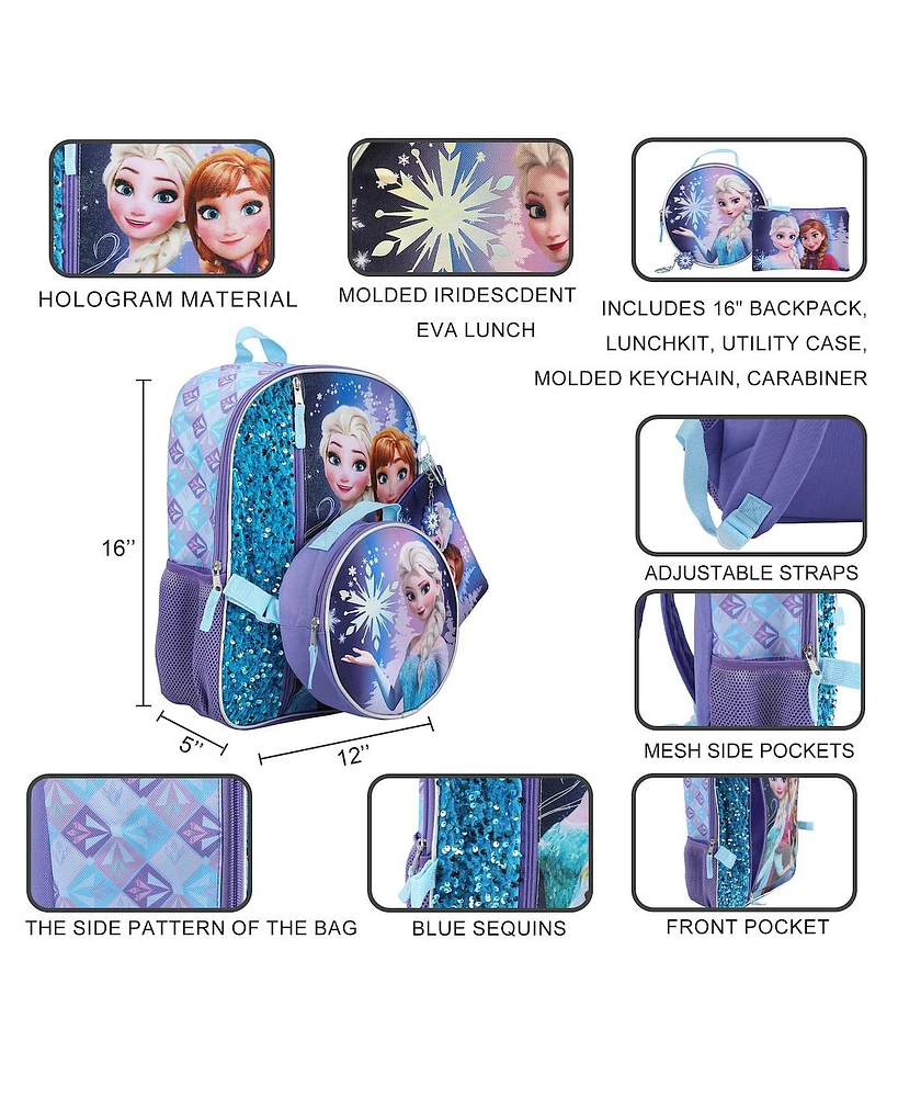 Disney's Frozen Elsa & Anna 16" 5-Piece Backpack & Lunchbox Set