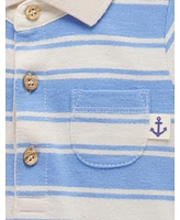 Purebaby Baby Boys Striped Polo Growsuit