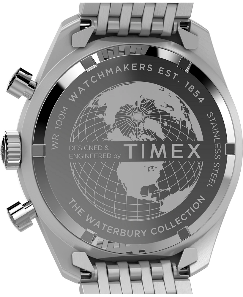 Timex Men's Quartz Analog Silver-Tone Stainless Steel Watch, 41mm