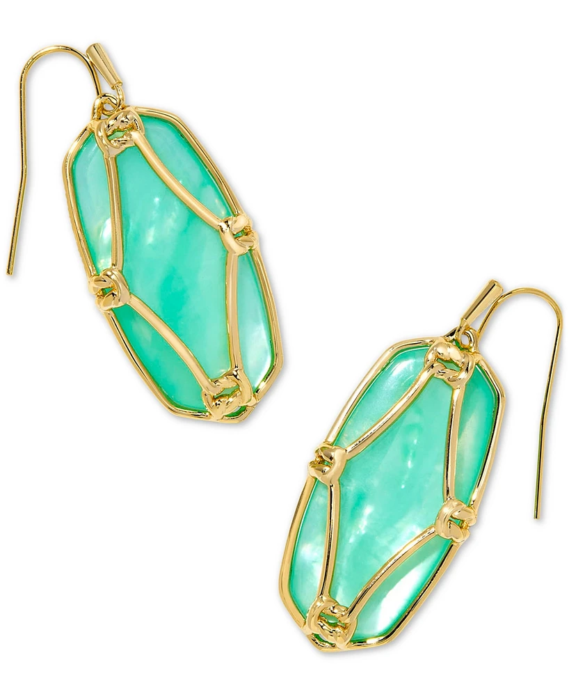 Kendra Scott 14k Gold-Plated Lattice-Framed Mother-of-Pearl Drop Earrings