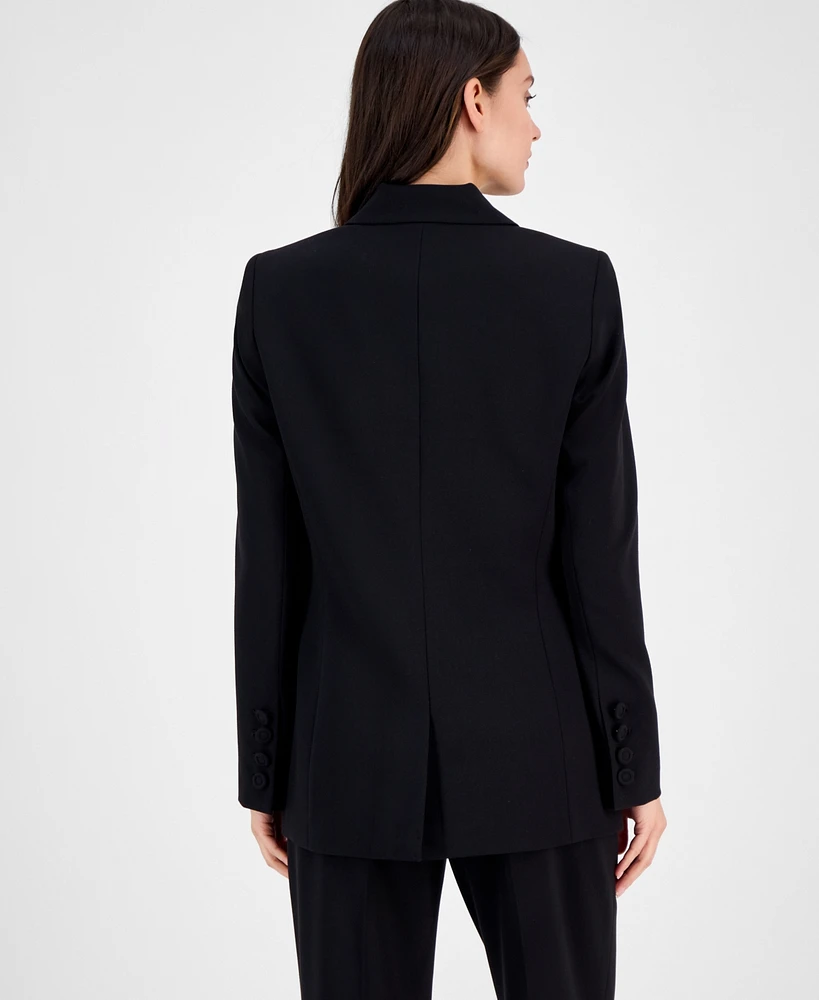 Tahari Asl Peak-Lapel Button-Front Jacket