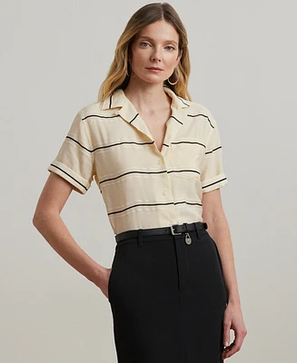 Lauren Ralph Lauren Petite Striped Short-Sleeve Camp Shirt