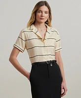 Lauren Ralph Lauren Petite Striped Short-Sleeve Camp Shirt