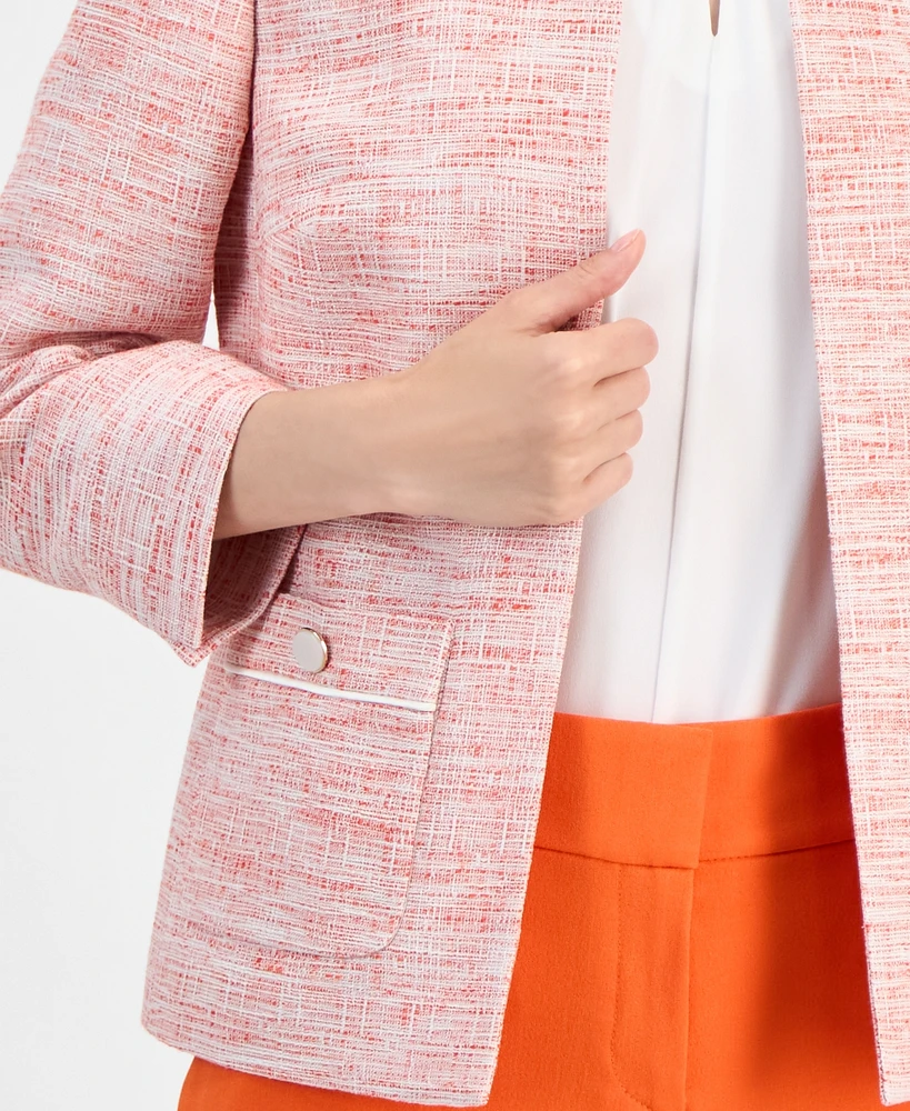 Kasper Women's Tweed Collarless Open-Front Jacket