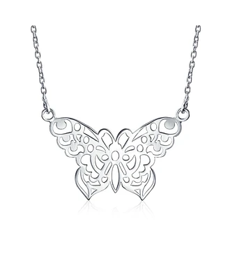 Bling Jewelry Large Butterfly Filigree Pendant Necklace Sterling Silver 16 Inches Statement Piece