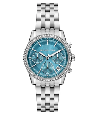 Michael Kors Women's Bryant Chronograph Silver-Tone Stainless Steel Watch, 35mm