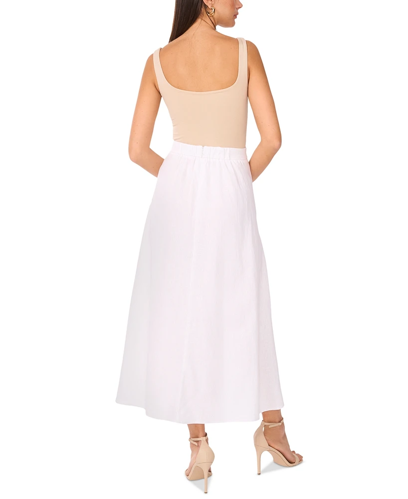 Vince Camuto Women's A-Line Linen-Blend Midi Skirt