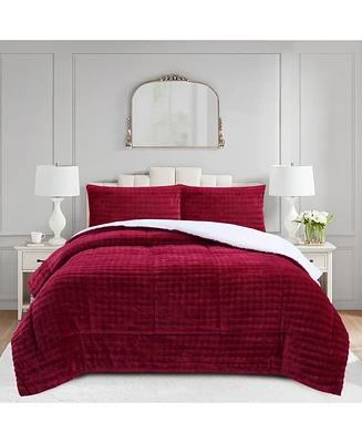 MarCielo Soft Flannel Bubble Comforter Set, 3-Piece Set – Fluffy Ultra Cozy, Warm, and Plush with 2 Pillowcase, Quee