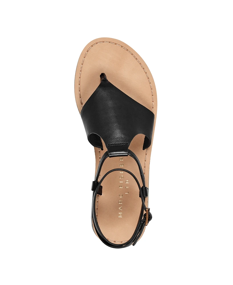 Marc Fisher Ltd Women's Lille Ankle Strap Flat Thong Sandals