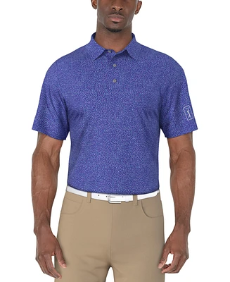 Pga Tour Men's Short Sleeve Confetti Print Golf Polo Shirt