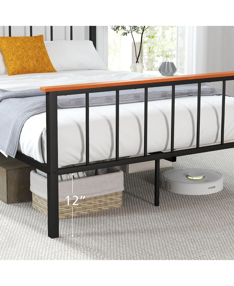Queen Bed Frame with Headboard and Footboard-Queen Size