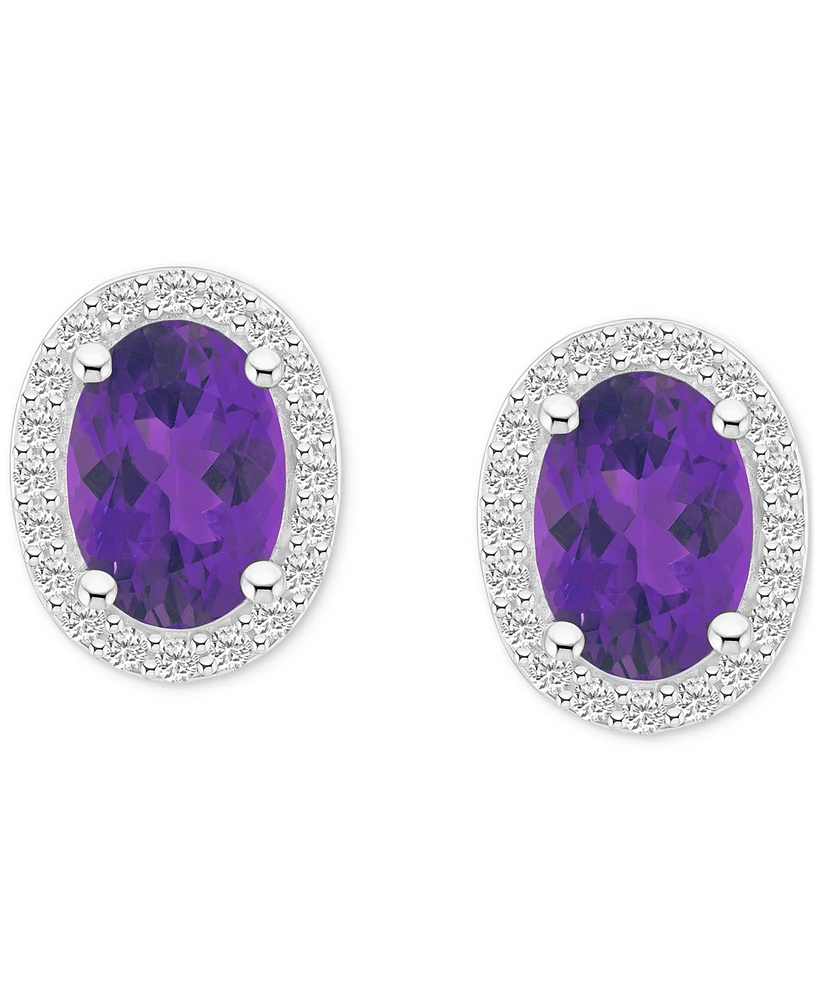 Blue Topaz (2 ct. t.w.) & Created White Sapphire (1/5 Stud Earrings 10k Gold