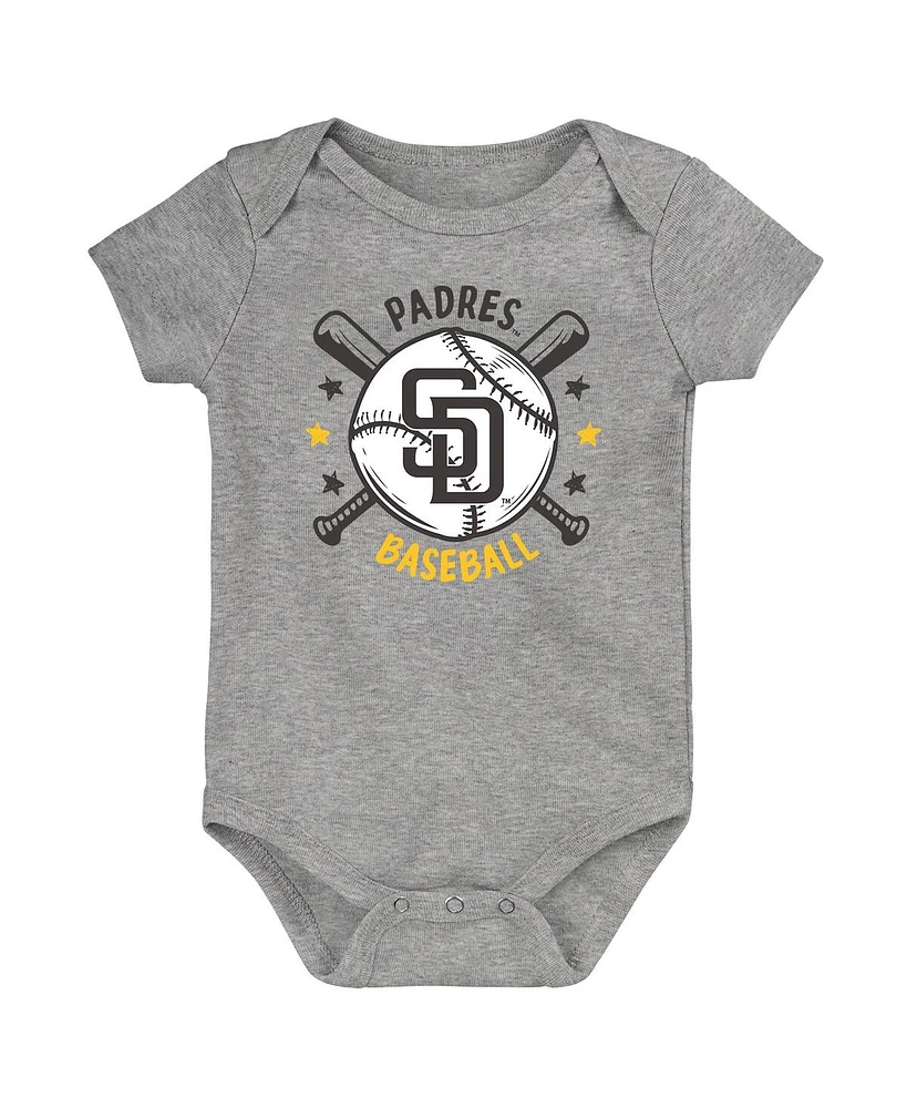 Outerstuff Newborn San Diego Padres Batter Up Bodysuit 3-Pack