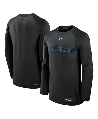 Nike Men's Black Miami Marlins Authentic Collection Game Time Raglan Performance Long Sleeve T-Shirt