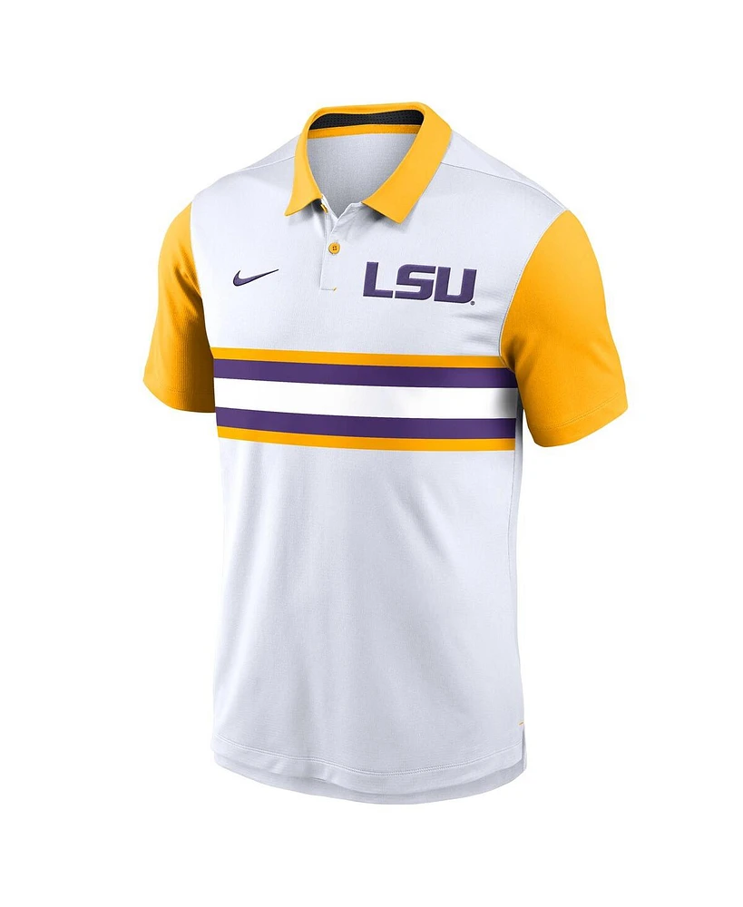 Nike Men's White Lsu Tigers Campus Pattern Vapor Performance Polo Shirt