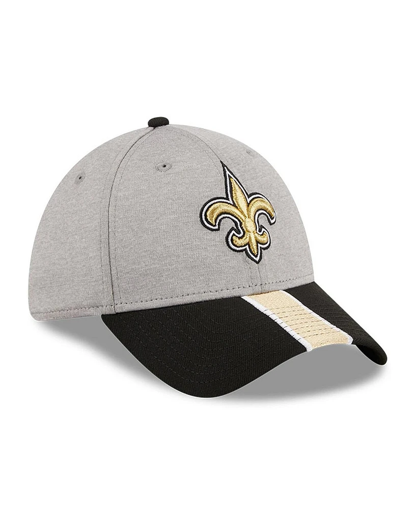 New Era Men's Heather Gray/Black New Orleans Saints Striped 39THIRTY Flex Hat