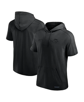 Fanatics Men's Black Pittsburgh Penguins Authentic Pro Road Performance Short Sleeve Pullover Hoodie