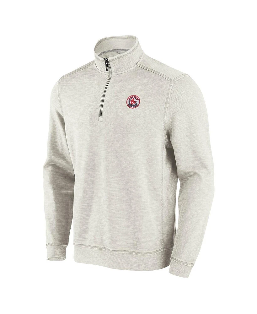 Tommy Bahama Men's Cream Boston Red Sox Sport Tobago Bay Tri-Blend Half-Zip Sweatshirt