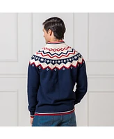 Hope & Henry Men's Half Zip Raglan Fair Isle Sweater