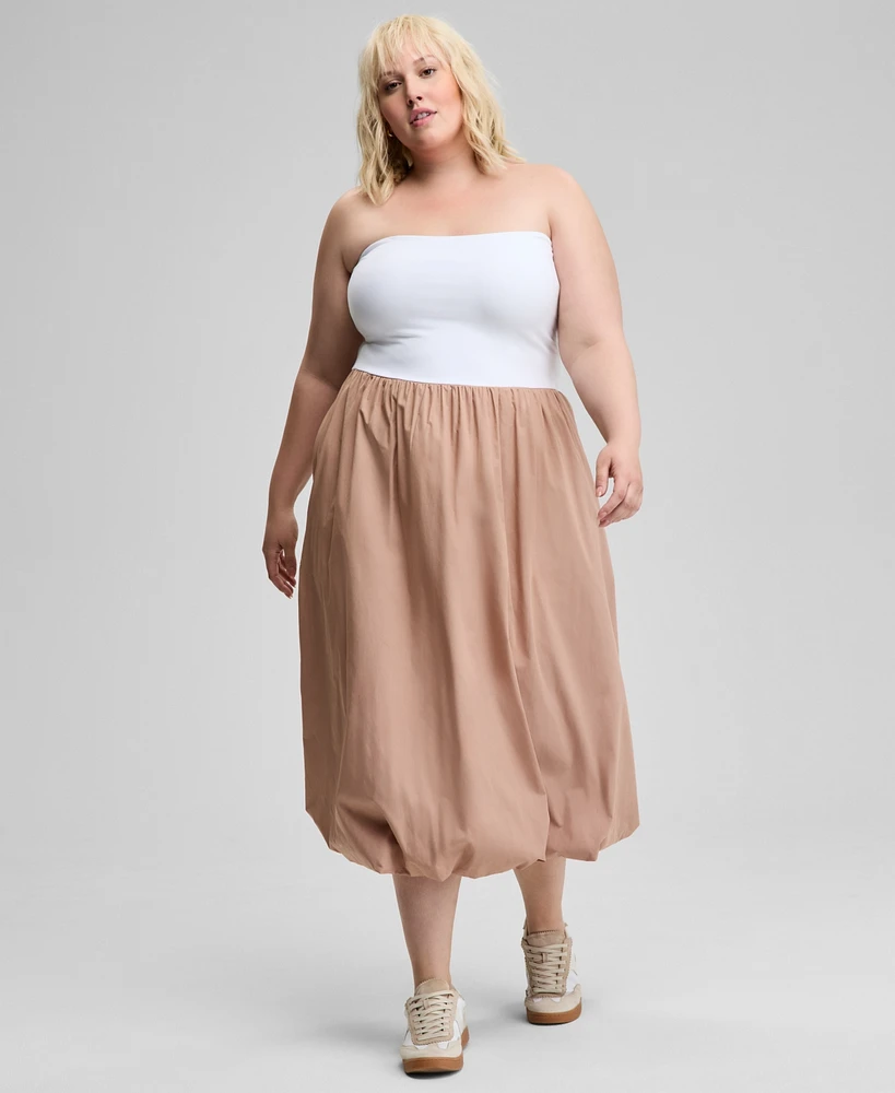 And Now This Plus Cotton Strapless Bubble Dress, Created for Macy's