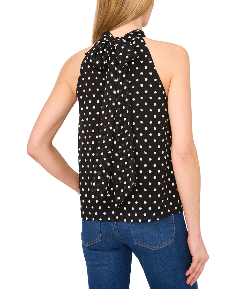 CeCe Women's High-Neck Sleeveless Polka Dot Top
