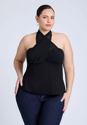 Eloquii Women's Chiffon Wrap Halter Top