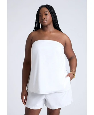 Eloquii Women's Linen Column Tube Top