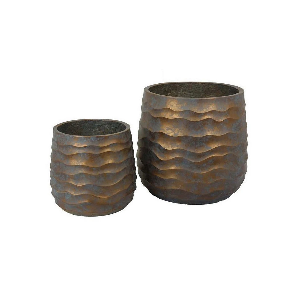 Set of 2 Wavy Design Planters for Stylish Indoor & Outdoor Decor