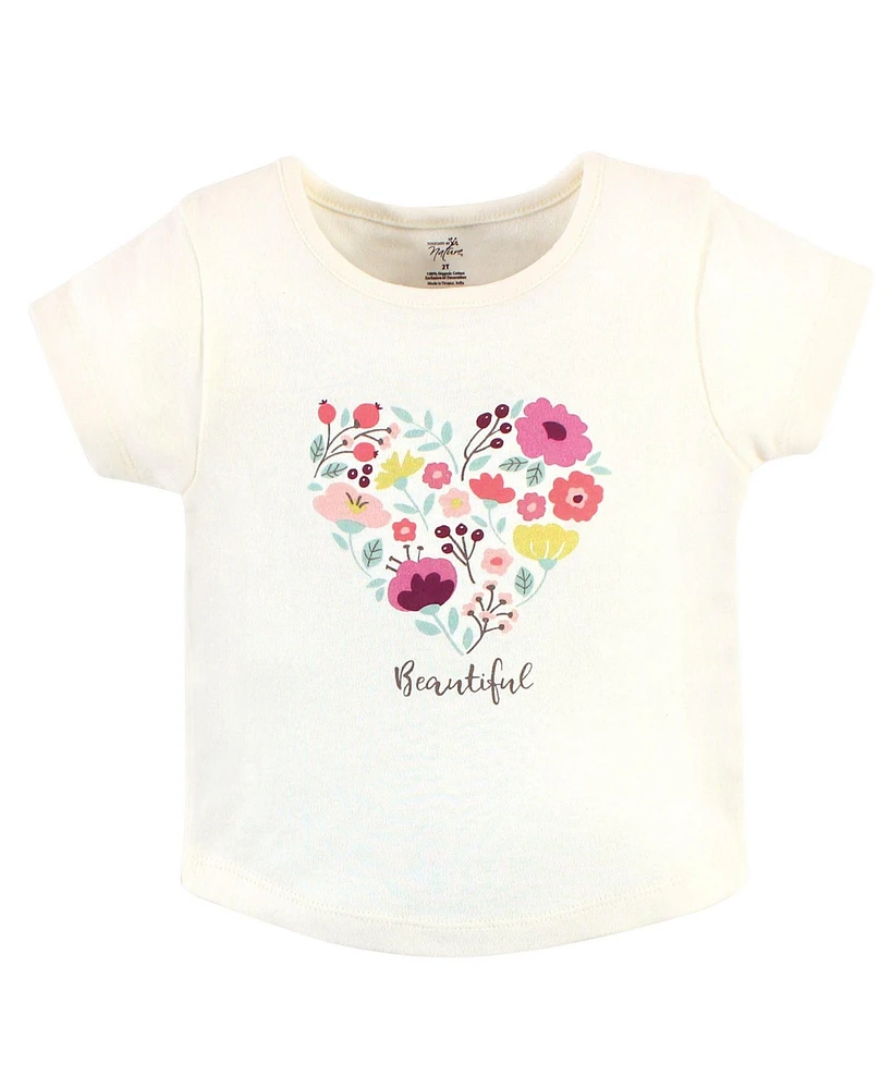 Touched by Nature Baby Girls Organic Cotton Hoodie, Bodysuit or Tee Top, and Pant