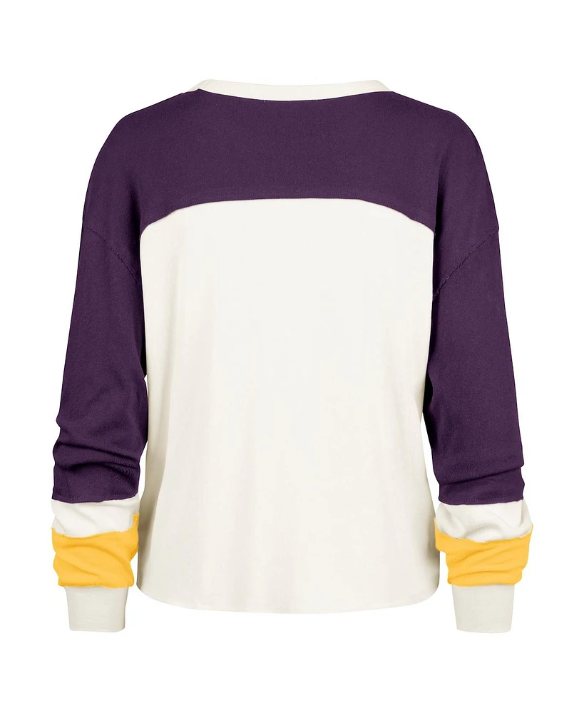 '47 Brand Women's Cream Los Angeles Lakers Curve Raglan Long Sleeve T-Shirt