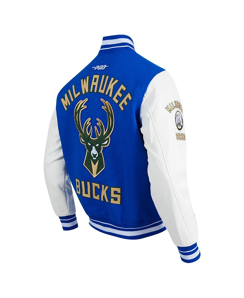 Pro Standard Men's Blue Milwaukee Bucks 2024/25 City Edition Wool Varsity Full-Zip Jacket