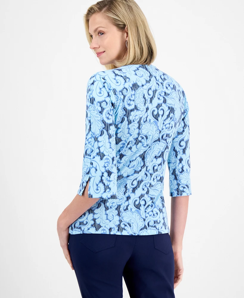 Jm Collection Women's Faux-Wrap Knit Top, Exclusively at Macy's