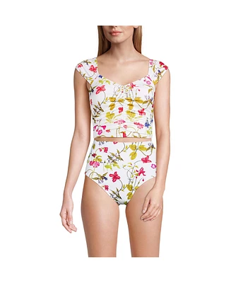 Lands' End Women's Ruched Cap Sleeve Midkini Top