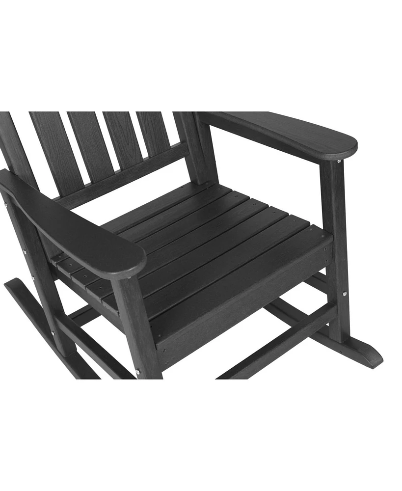 3-Piece Grey Rocking Chair Set, 2 Rockers, 1 Table, Wood-Texture