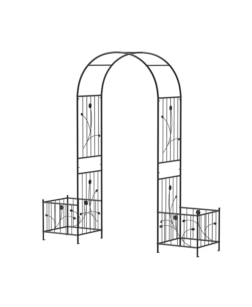 2 in 1 Garden Arbor with 2 Side Planters and 8 Ground Stakes