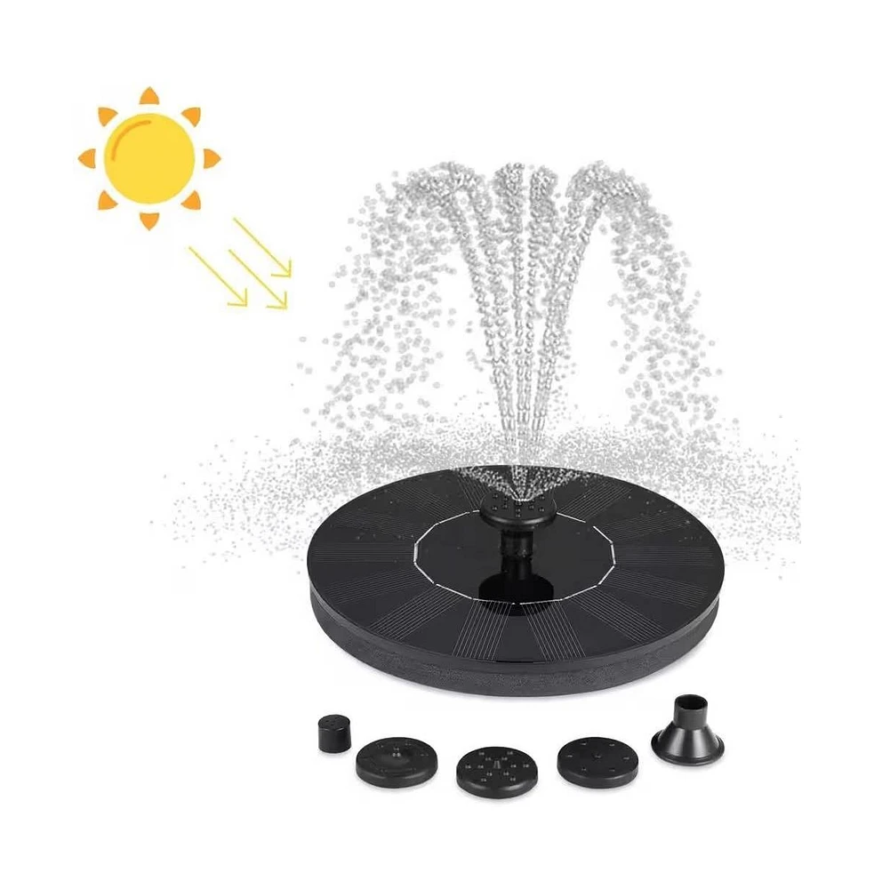 Solar-Powered Birdbath Fountain – Outdoor Water Pump Kit with 4 Nozzles for Garden, Patio, or Pond Use