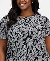 Ak Anne Klein Plus Printed Tulip-Sleeve Blouse