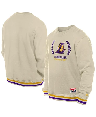 New Era Men's White Los Angeles Lakers Throwback Vintage Pullover Sweatshirt