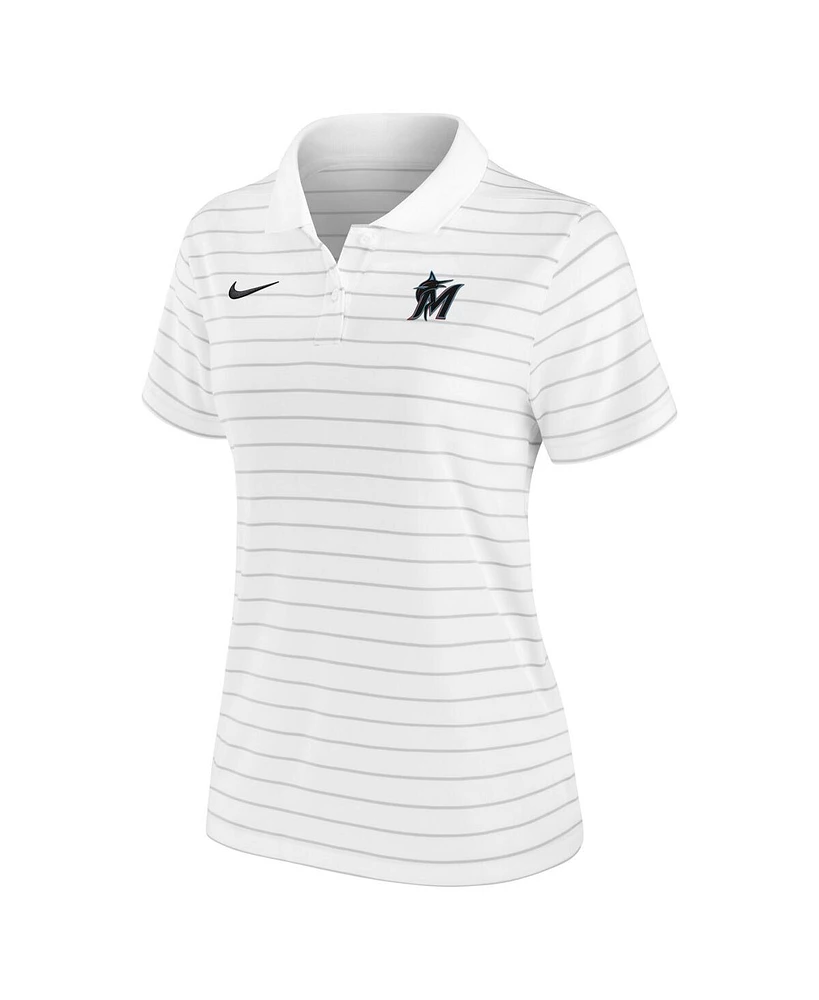 Nike Women's White Miami Marlins Authentic Collection Victory Performance Polo Shirt