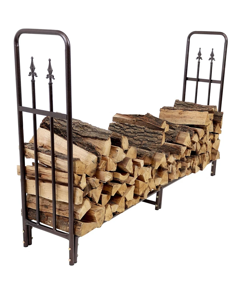 Indoor/Outdoor Powder-Coated Steel Fire Pit or Fireplace Firewood Log Rack Holder - 6'