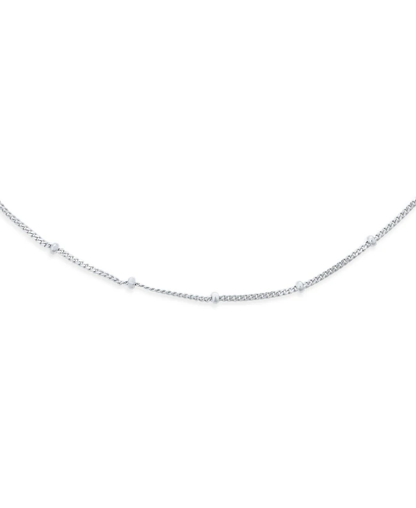 Bling Jewelry Thin Minimalist 1.5MM Sterling Silver Celestial Curb Link with Tiny Stationary Ball Saturn Chain Necklace