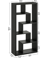 Geometric Bookcase 6-Shelf Industrial Bookshelf Black Etagere Bookcase