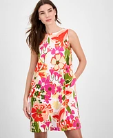 Anne Klein Petite Printed Sleeveless Scuba Trapeze Dress
