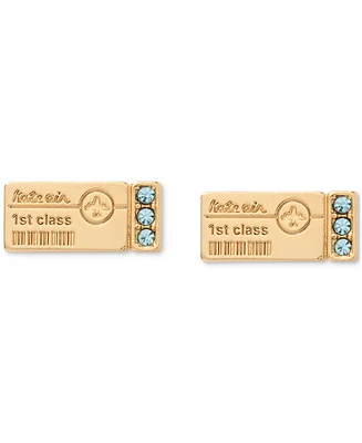 kate spade new york Gold-Tone Out of Office First Class Ticket Stud Earrings